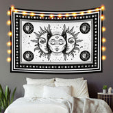 Lofaris Sun And Moon Black White Mandala Wall Tapestry